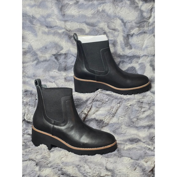 aqua college Shoes - NWB Aqua College Demi Black leather Waterproof Ankle Boots Size‎ 9.5 Chelsea
